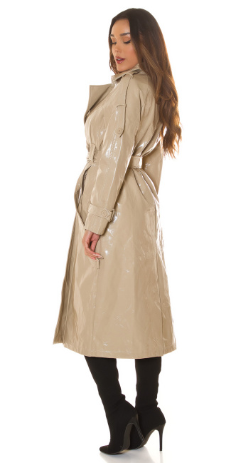 Musthave leather look coat / Trenchcoat Beige